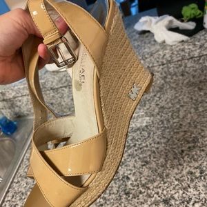 Michael Kors wedge sandal  nude patent 8.5